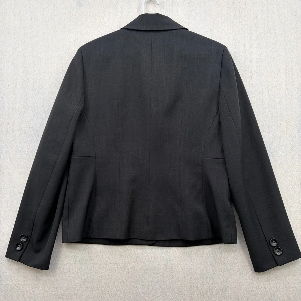 Kasper Womens Charcoal Gray Pinstripe Two Button Blazer Suit Jacket Size 10